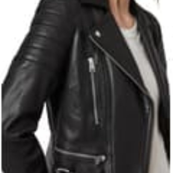 AllSaints Halley Leather Biker/Moto Jacket - Picture 4 of 5